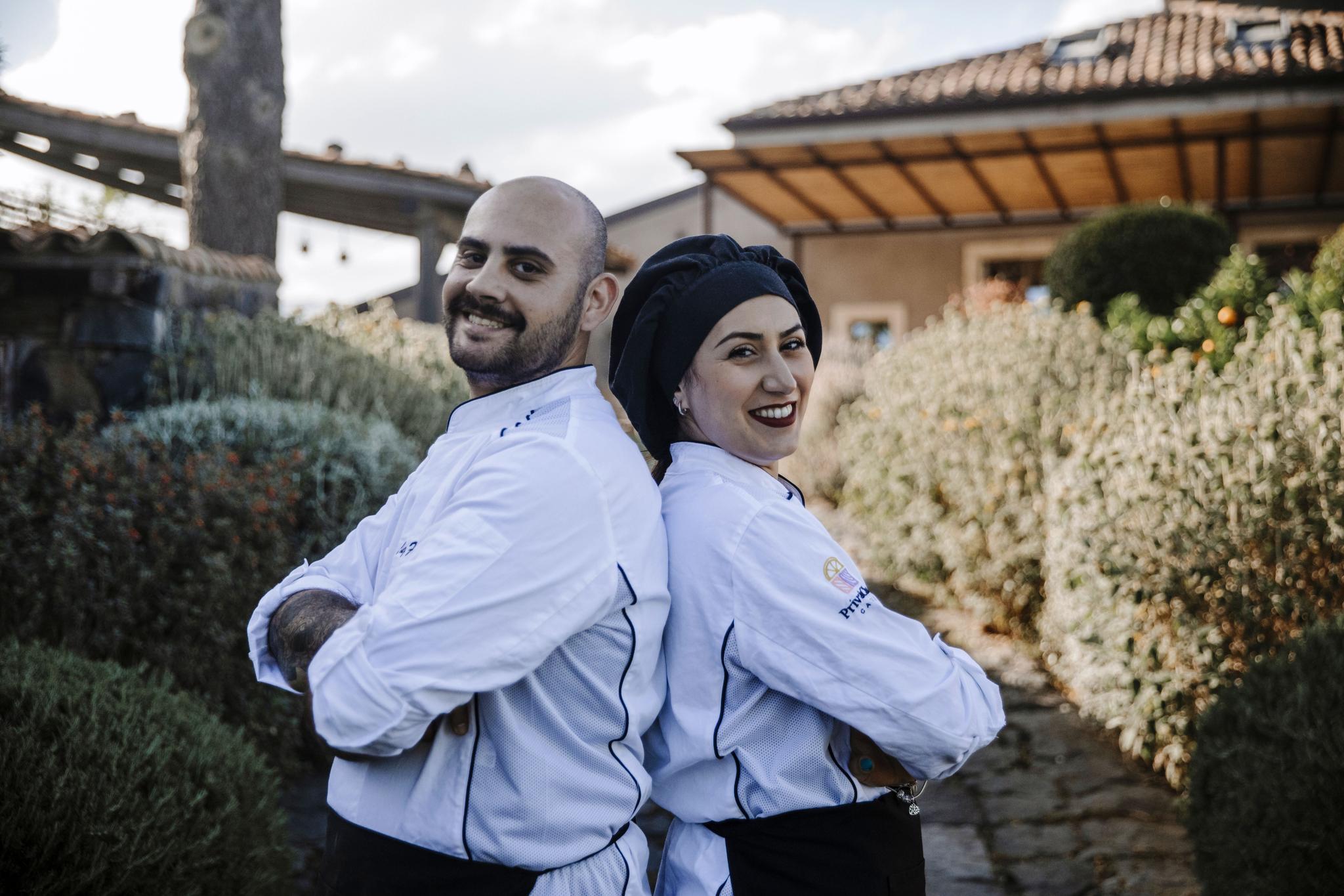 Our chefs Fabio Simone and Gaia Plastini