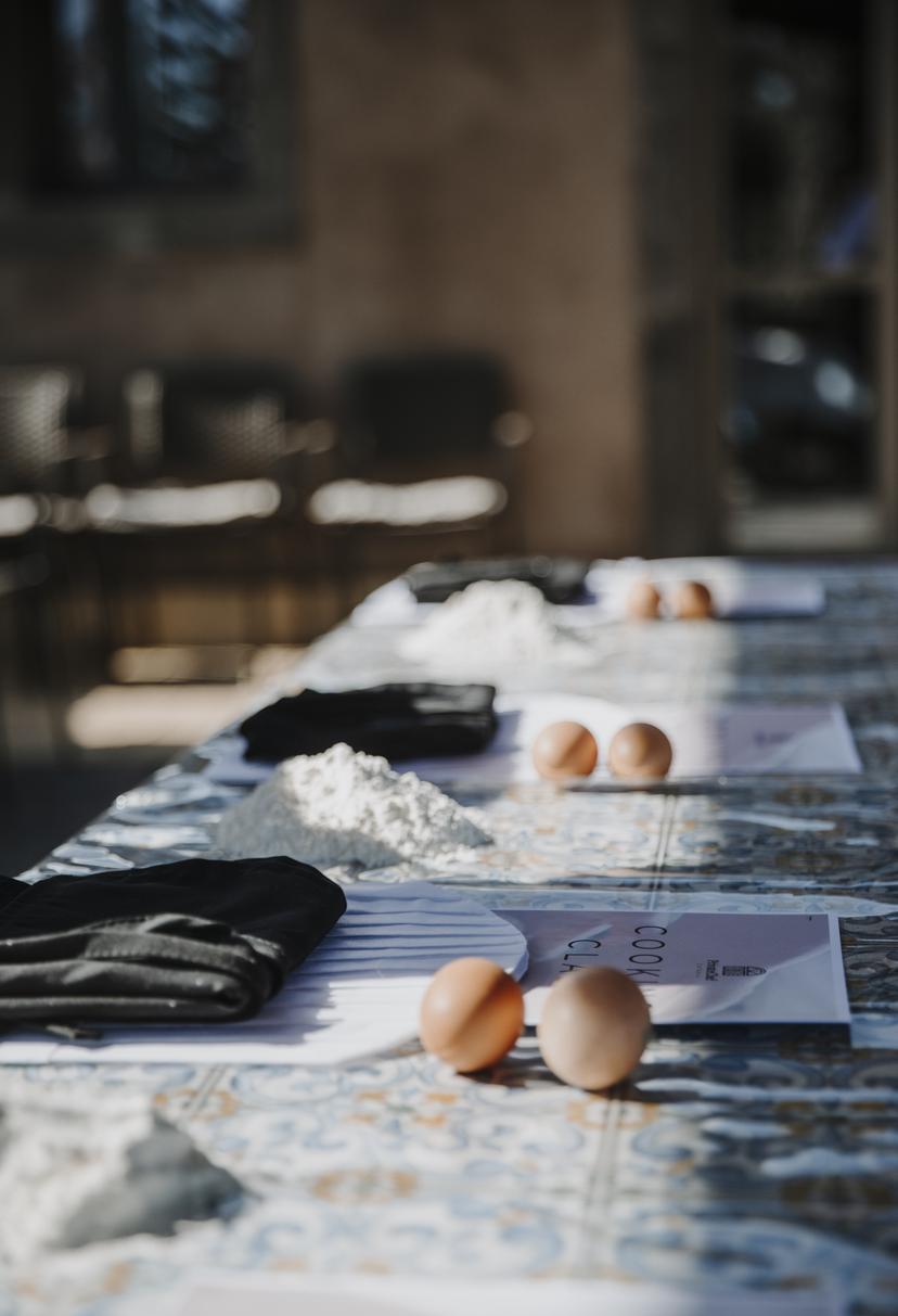 Cooking ingredients with eggs and flour